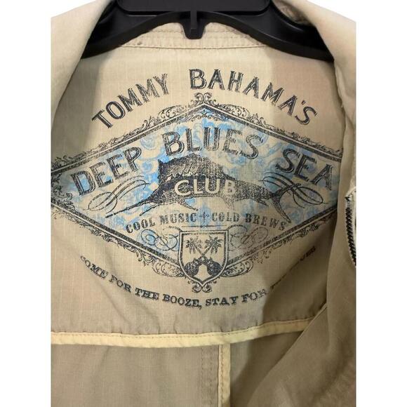 Tommy Bahama Silk Blend Jacket Men’s Size L Camel Khaki Full Zip Button Overlay - Picture 3 of 5